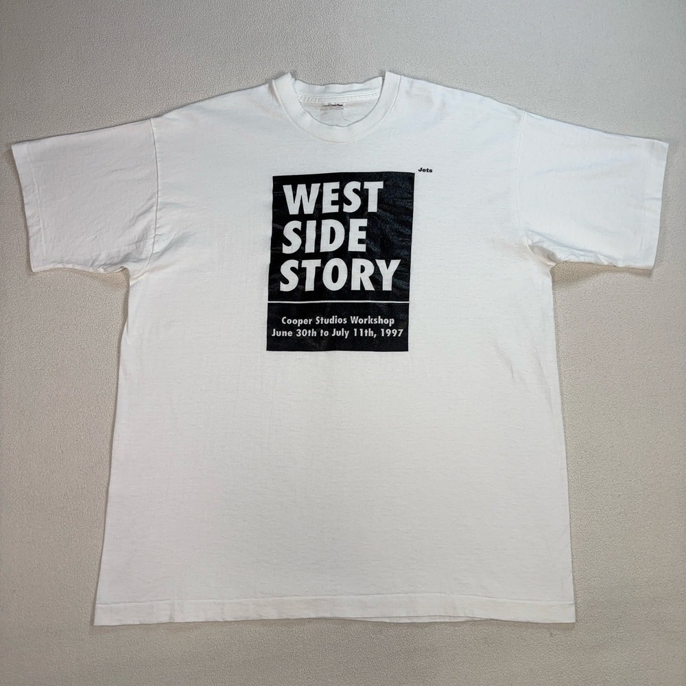 VTG West Side Story Workshop Single Stitch T-Shirt Mens XL* White Cooper Studios